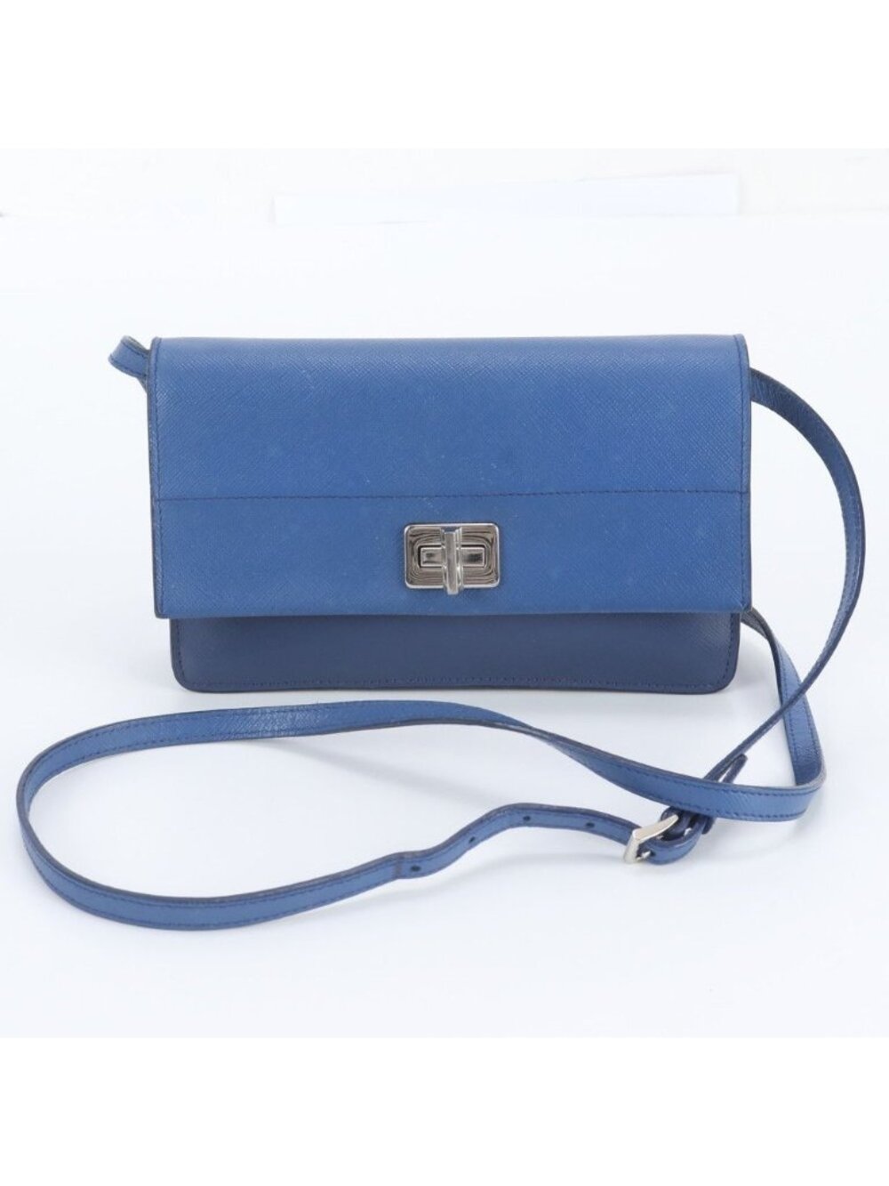 Prada Saffiano Leather Shoulder Bag Crossbody Silver